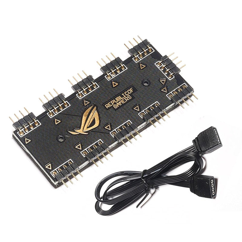10-Channel RGB Hub 12V 4Pin AURA Synchronous Motherboard RGB Fan Hub with 10 Ports 10-Channel RGB Hub 12V 4Pin AURA Synchronous Motherboard RGB Fan Hub with 10 Ports